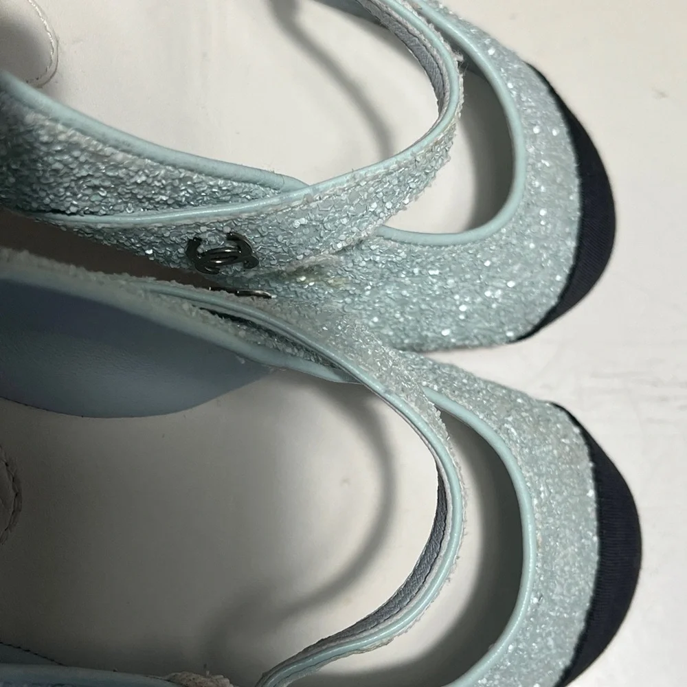 CHANEL Sparkling Mary Jane Flats with Black Toe